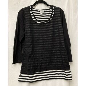 Liz Claiborne Black & White Sleeveless w/Black attached Long Sleeve Sheer - SZ L